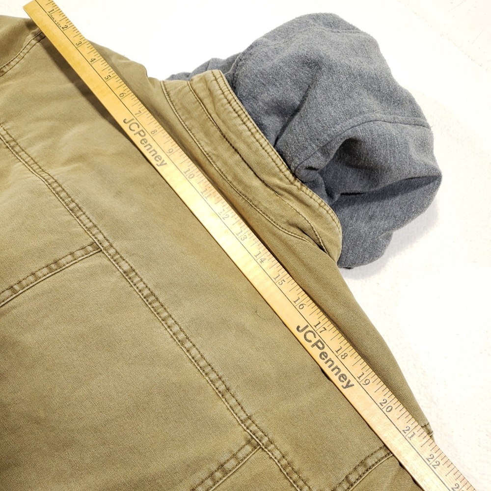 Levis Canvas Jacket Men XL Tan Sherpa Lined Zip In Hood Utility Coat Distressed - Picture 10 of 15